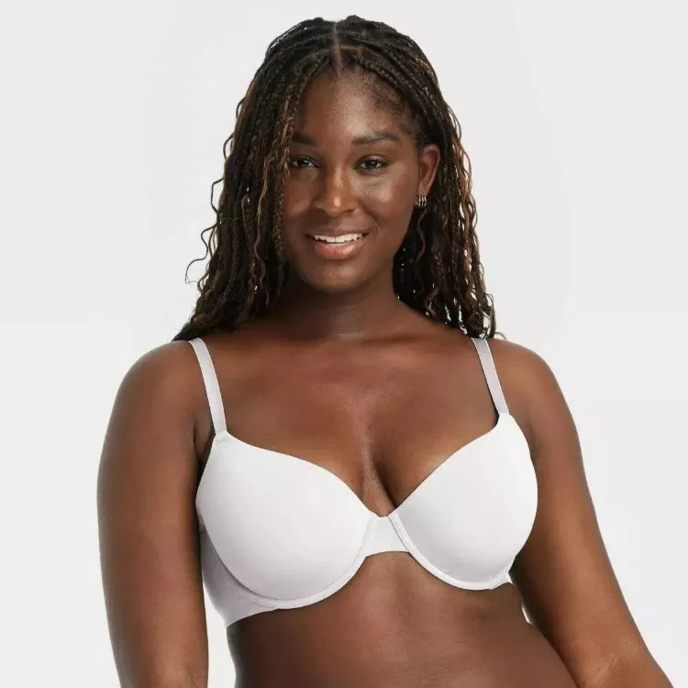 Auden Women's Demi Coverage Lightly Lined T-Shirt Bra White 38D EUC